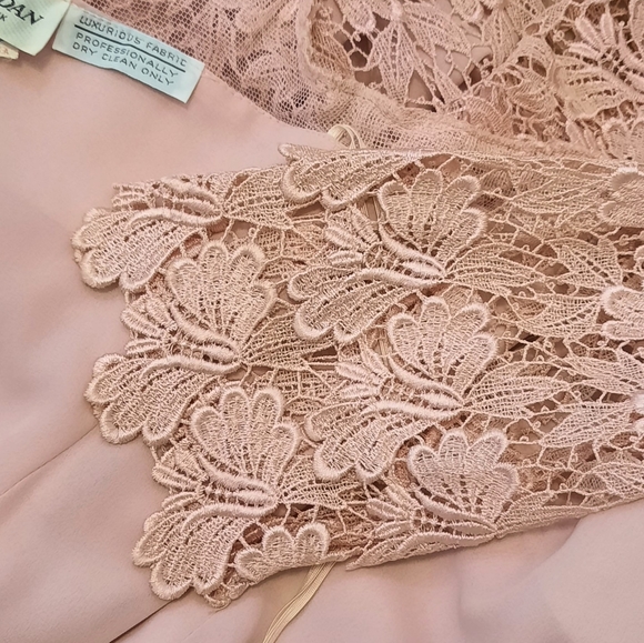 RARE VINTAGE union made blush pink lace maxi pleated dress sz 12 - Picture 9 of 9